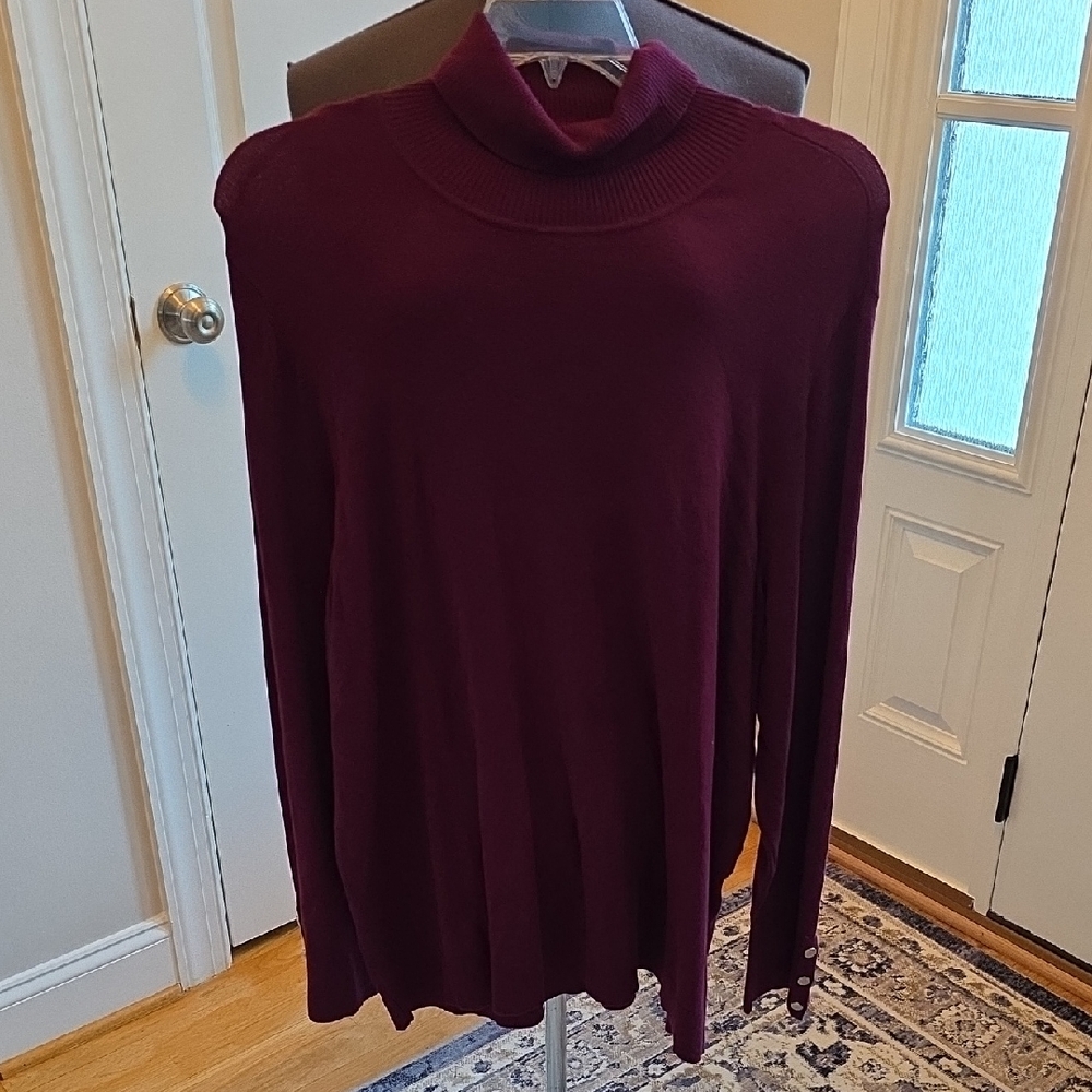 Chico's Rich Burgundy Knit Turtleneck Top